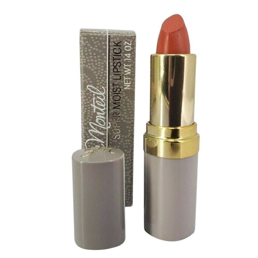Vintage Germaine Monteil Super Moist Lipstick Spiced Peach NOS 1980s Gray Tube